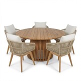 Palau/Bella zand dining tuinset | 5 personen | teakhout + touw | 140cm rond