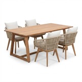 Gotenburg/Bella zand dining tuinset | 4 personen | teakhout + touw | 200cm