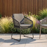 Tulum dining tuinstoel | touw + aluminium | Lava Grey