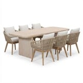 Mees/Bella zand dining tuinset | 6 personen | travertin + touw | 240cm