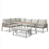 Palma dining loungeset 8 personen | aluminium + touw | beige | 4-delig - 255x195cm