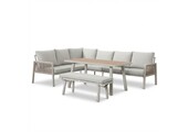 Palma dining loungeset 8 personen | aluminium + touw | beige | 4-delig - 255x195cm