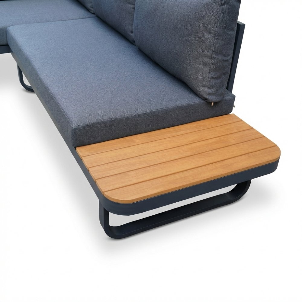 Montreal chaise longue balkon loungeset 4 personen | aluminium + polywood | antraciet | 3-delig