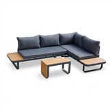 Montreal chaise longue balkon loungeset 4 personen | aluminium + polywood | antraciet | 3-delig