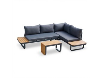 Montreal chaise longue balkon loungeset 4 personen | aluminium + polywood | antraciet | 3-delig
