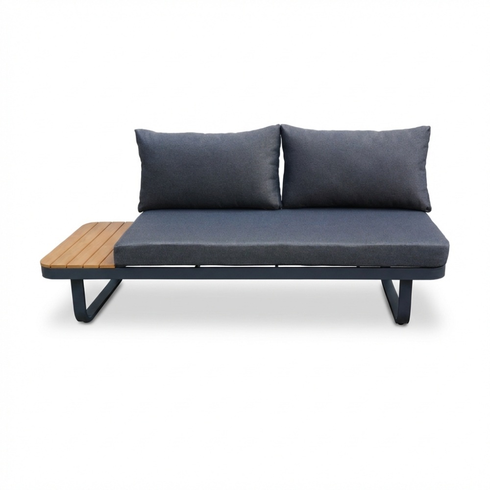 Montreal chaise longue balkon loungeset 4 personen | aluminium + polywood | antraciet | 3-delig