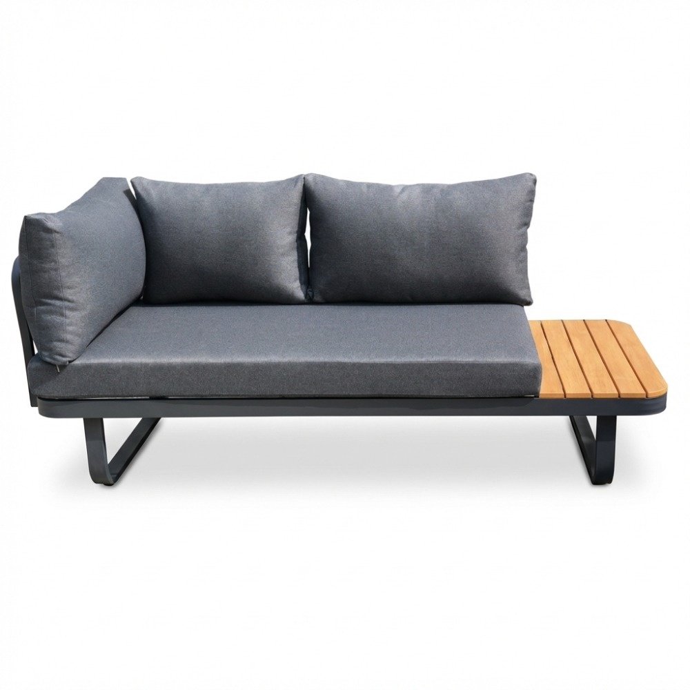 Montreal chaise longue balkon loungeset 4 personen | aluminium + polywood | antraciet | 3-delig