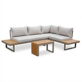 Melbourne chaise longue balkon loungeset 4 personen | aluminium + polywood | beige | 3-delig - 250x175cm