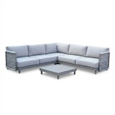 Mendoza hoek loungeset 5 personen | aluminium + touw | beige | 4-delig - 266x266cm