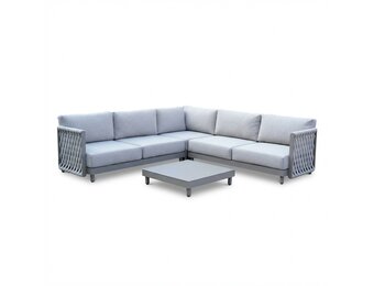 Mendoza hoek loungeset 5 personen | aluminium + touw | beige | 4-delig - 266x266cm