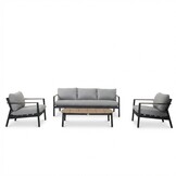 Florence stoel-bank loungeset 5 personen incl. tafel | aluminium + touw | antraciet | 4-delig