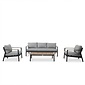 BUITEN living Florence stoel-bank loungeset 5 personen incl. tafel | aluminium + touw | antraciet | 4-delig