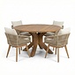 BUITEN living Genua/Bella zand dining tuinset | 4 personen | teakhout + touw | 120cm rond