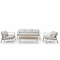 BUITEN living Florence stoel-bank loungeset 5 personen incl. tafel | aluminium + touw | beige | 4-delig
