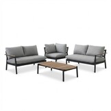 Florence hoek loungeset 5 personen incl. tafel | aluminium + touw | antraciet | 4-delig - 216x216cm