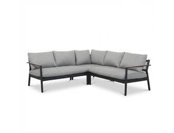 Florence hoek loungeset 5 personen | aluminium + touw | antraciet | 3-delig - 216x216cm