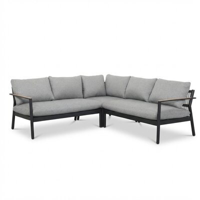 Florence hoek loungeset 5 personen | aluminium + touw | antraciet | 3-delig - 216x216cm