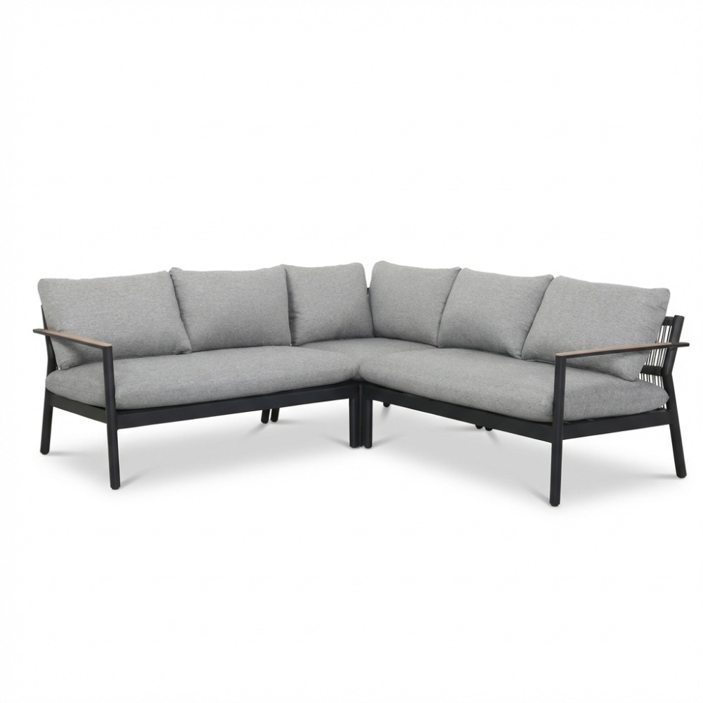 Florence hoek loungeset 5 personen | aluminium + touw | antraciet | 3-delig - 216x216cm