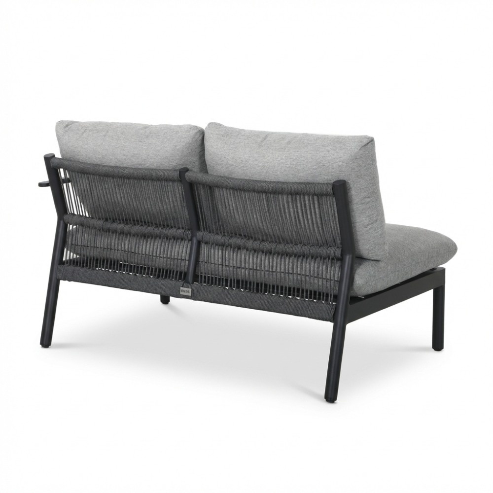 Florence hoek loungeset 5 personen | aluminium + touw | antraciet | 3-delig - 216x216cm
