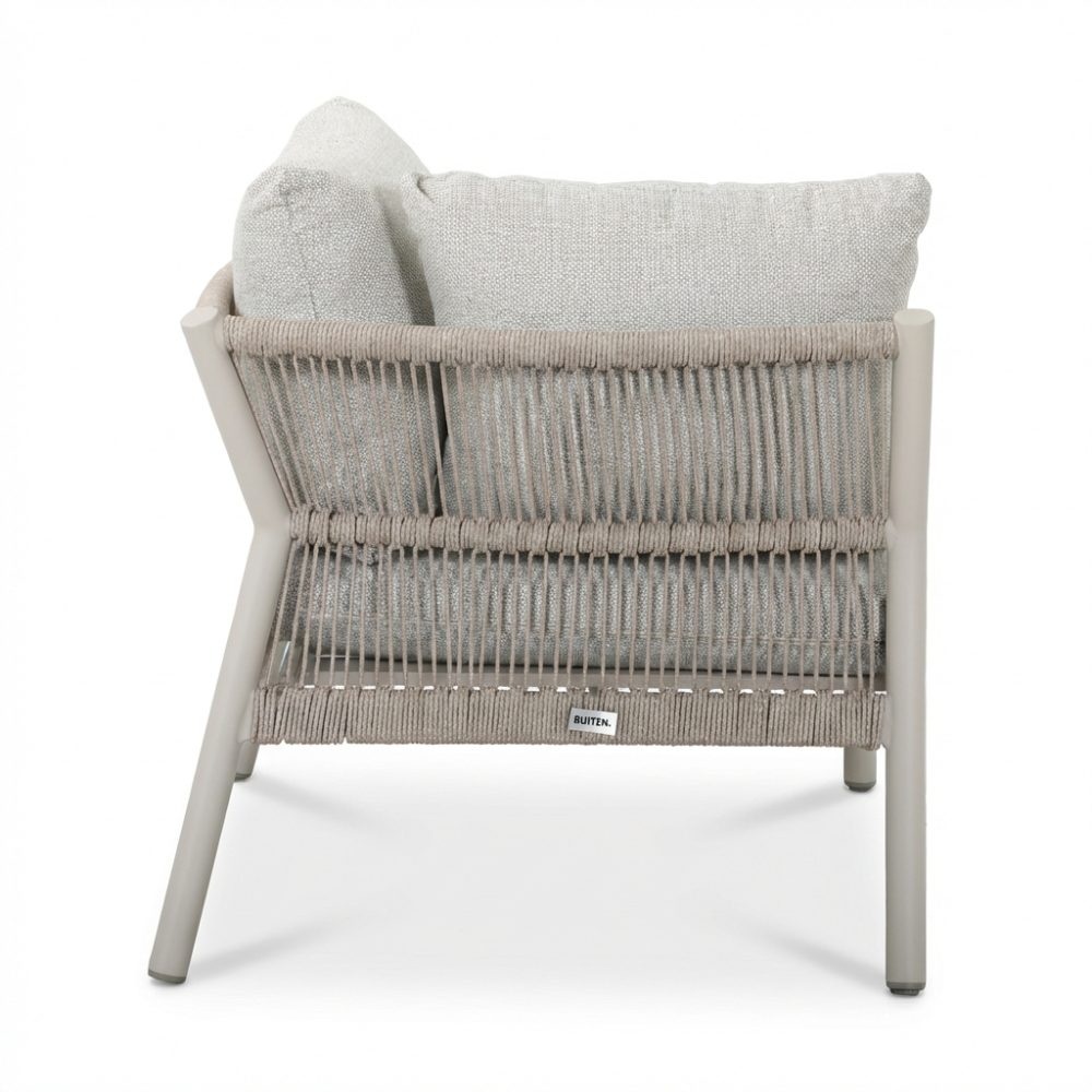 Florence hoek loungeset 5 personen incl. tafel | aluminium + touw | beige | 4-delig - 216x216cm