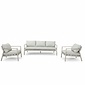 BUITEN living Florence stoel-bank loungeset 5 personen | aluminium + touw | beige | 3-delig