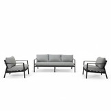 Florence stoel-bank loungeset 5 personen | aluminium + touw | antraciet | 3-delig