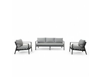 Florence stoel-bank loungeset 5 personen | aluminium + touw | antraciet | 3-delig