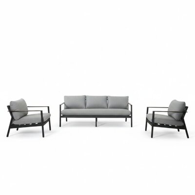 Florence stoel-bank loungeset 5 personen | aluminium + touw | antraciet | 3-delig