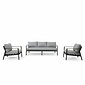 BUITEN living Florence stoel-bank loungeset 5 personen | aluminium + touw | antraciet | 3-delig