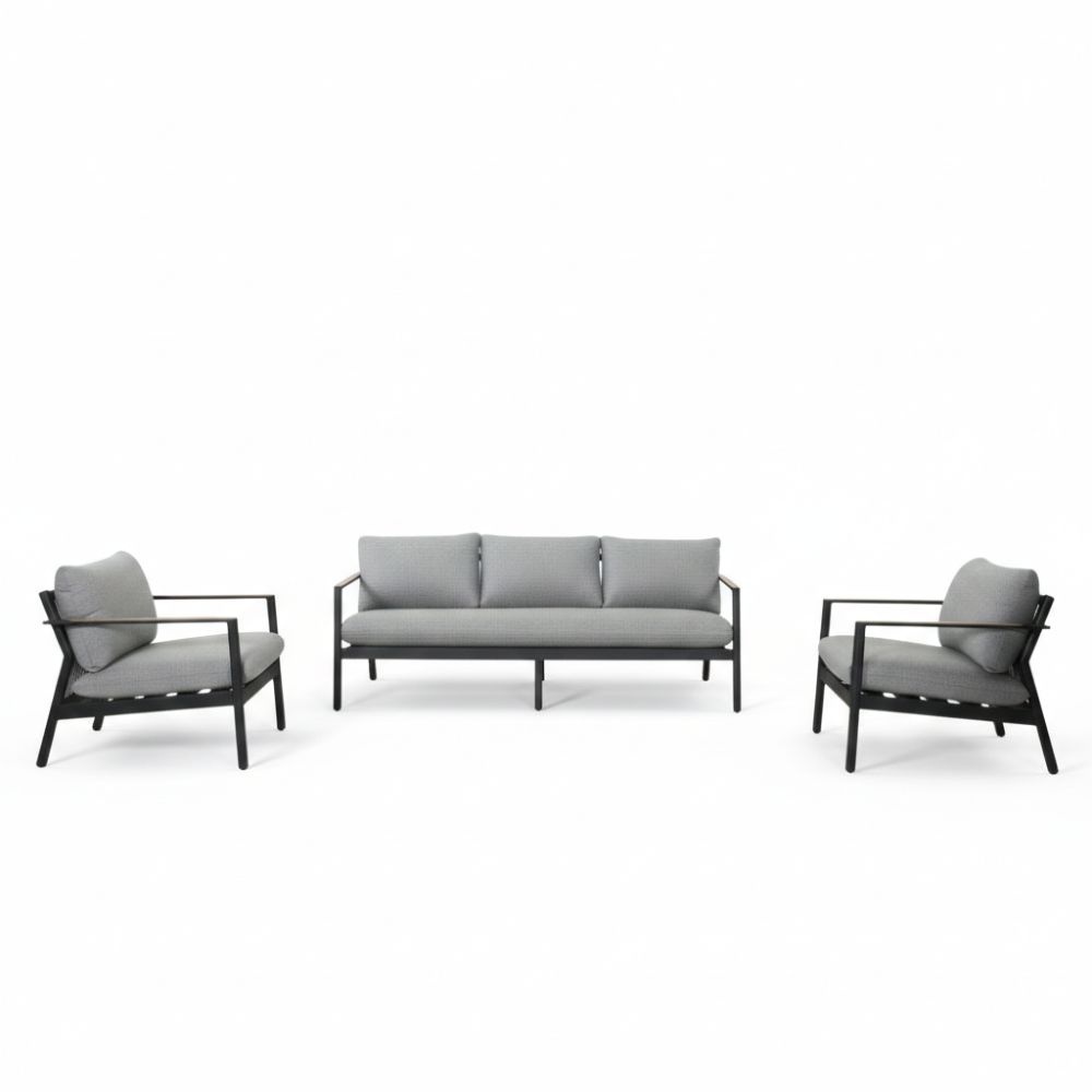 Florence stoel-bank loungeset 5 personen | aluminium + touw | antraciet | 3-delig afbeelding