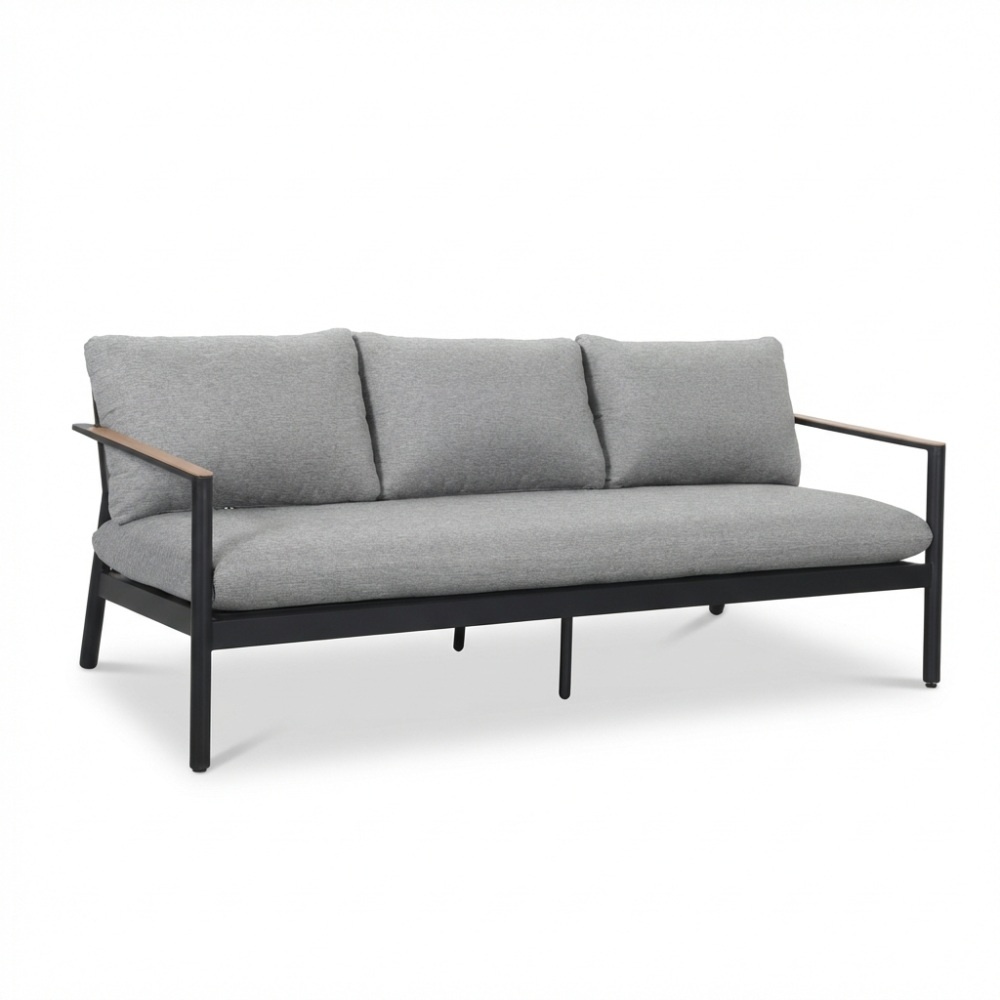 Florence stoel-bank loungeset 5 personen | aluminium + touw | antraciet | 3-delig