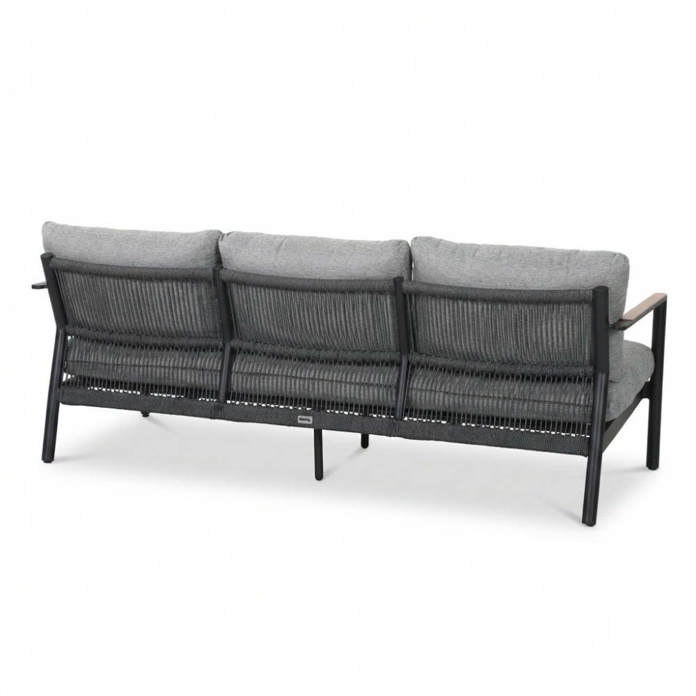 Florence stoel-bank loungeset 5 personen | aluminium + touw | antraciet | 3-delig