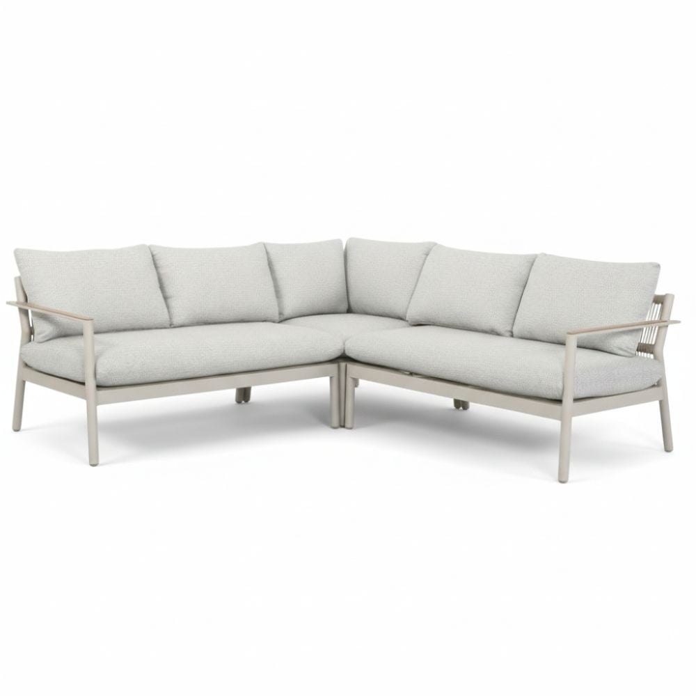 Florence hoek loungeset 5 personen | aluminium + touw | beige | 3-delig - 216x216cm