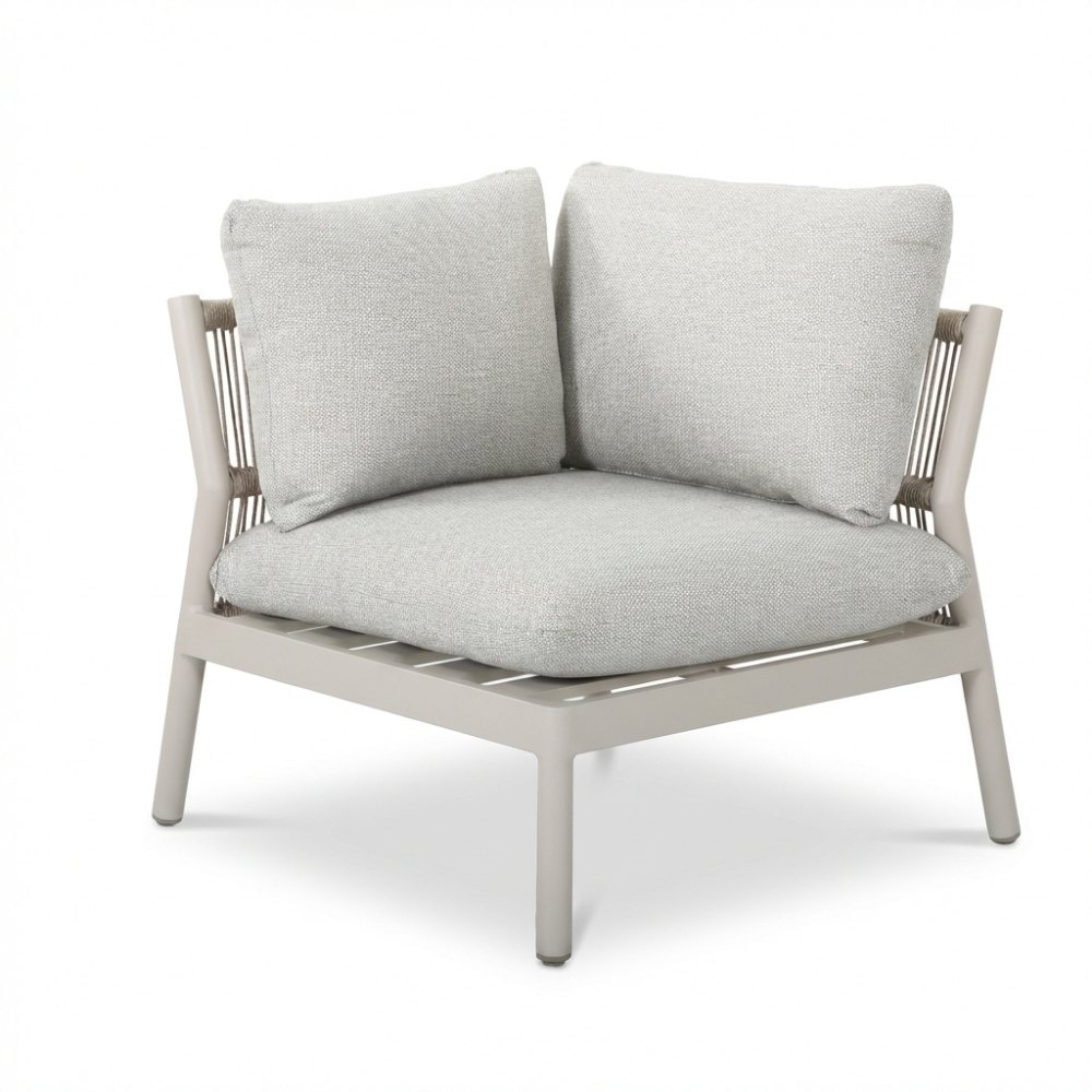 Florence hoek loungeset 5 personen | aluminium + touw | beige | 3-delig - 216x216cm