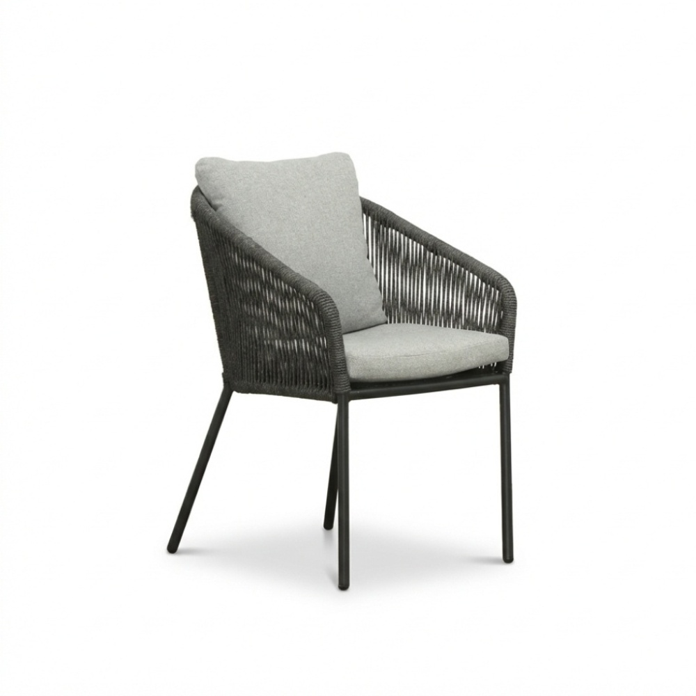 Lexis dining tuinstoel | touw + aluminium | Stone Grey