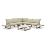 Canyon hoek loungeset incl. loungetafel | aluminium + sintered stone | Marble Latte | 4-delig