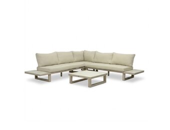 Canyon hoek loungeset incl. loungetafel | aluminium + sintered stone | Marble Latte | 4-delig