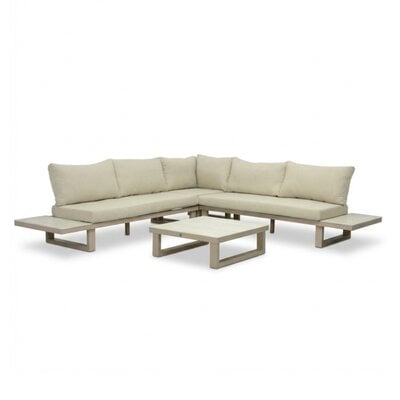 Canyon hoek loungeset incl. loungetafel | aluminium + sintered stone | Marble Latte | 4-delig