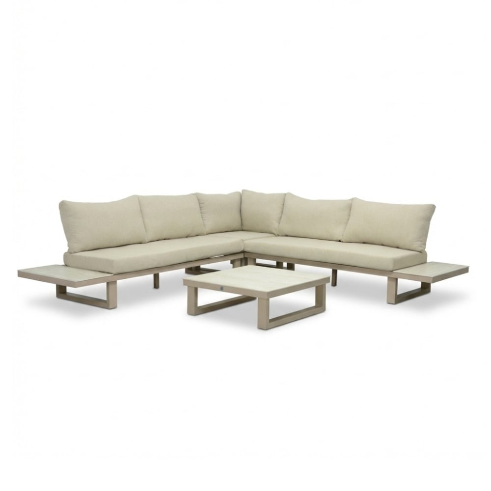 Canyon hoek loungeset incl. loungetafel | aluminium + sintered stone | Marble Latte | 4-delig