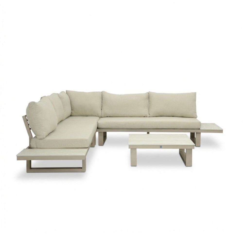 Canyon hoek loungeset incl. loungetafel | aluminium + sintered stone | Marble Latte | 4-delig