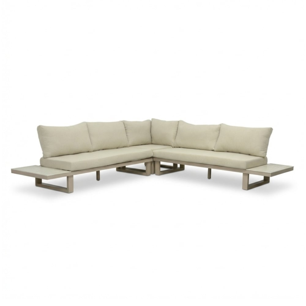 Canyon hoek loungeset incl. loungetafel | aluminium + sintered stone | Marble Latte | 4-delig