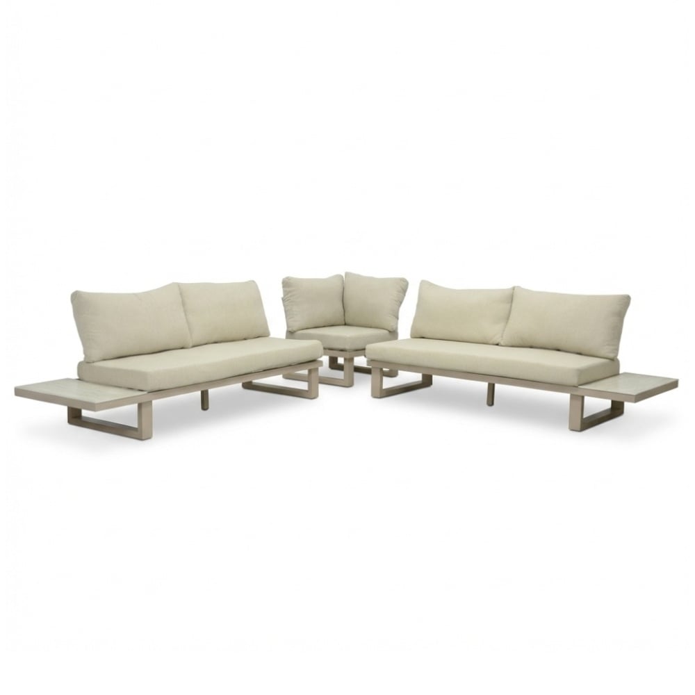 Canyon hoek loungeset incl. loungetafel | aluminium + sintered stone | Marble Latte | 4-delig