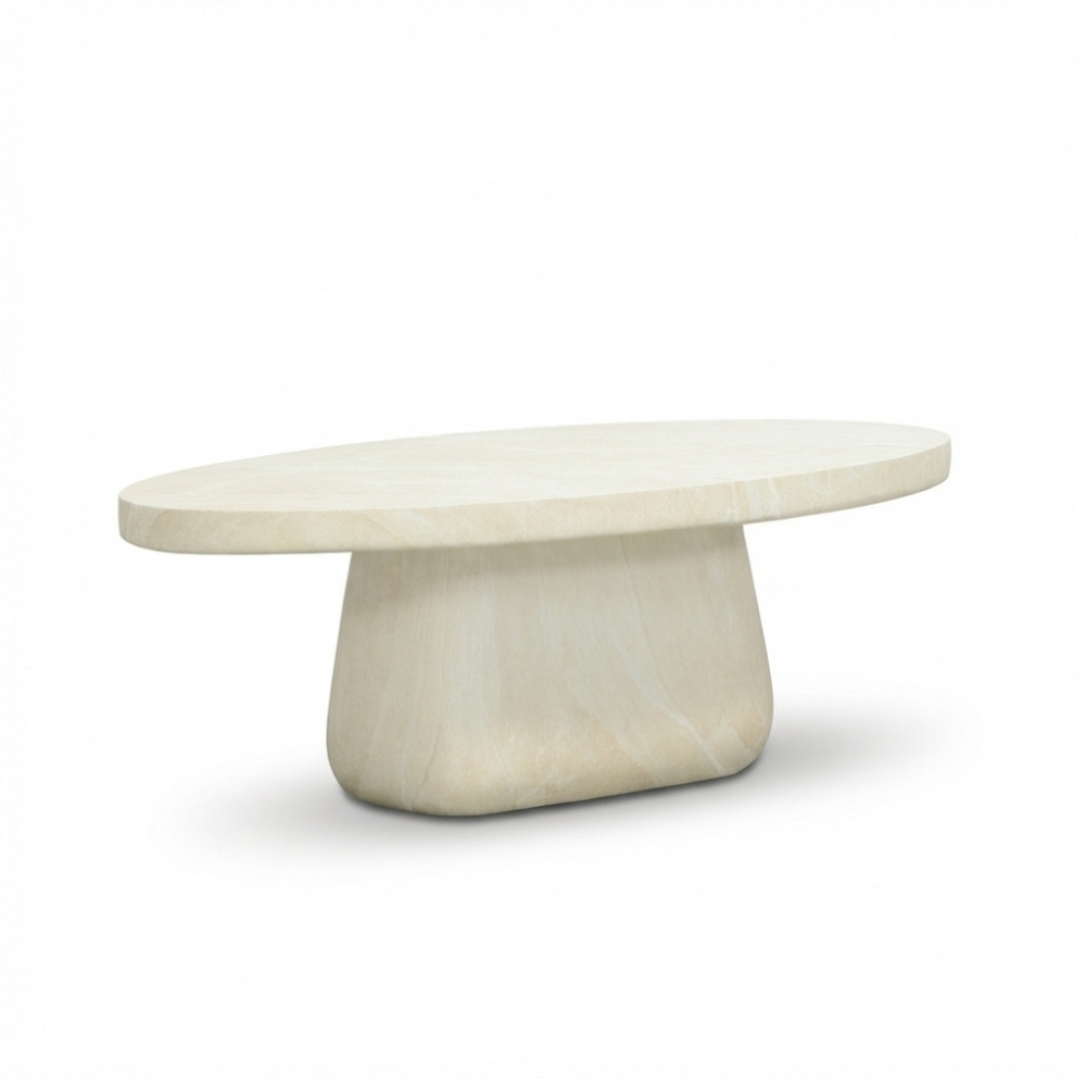 Luna koffietafel | polystone | Chalk beige | 120cm ovaal