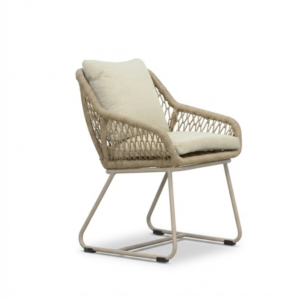 Portofino dining tuinstoel | touw + aluminium | Sandstone