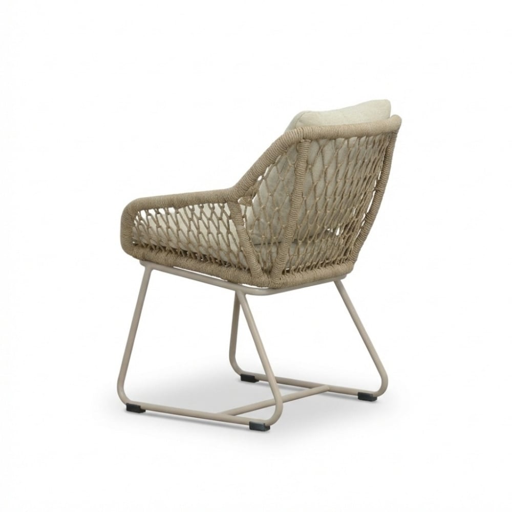 Portofino dining tuinstoel | touw + aluminium | Sandstone