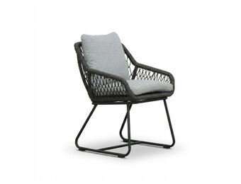 Portofino dining tuinstoel | touw + aluminium | Stone Grey