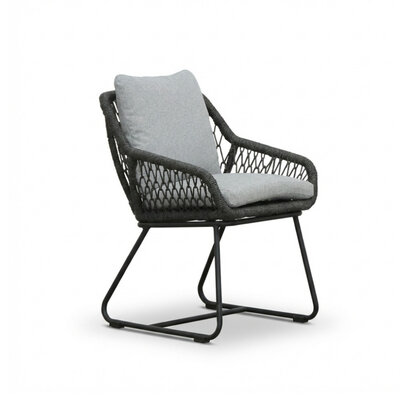 Portofino dining tuinstoel | touw + aluminium | Stone Grey