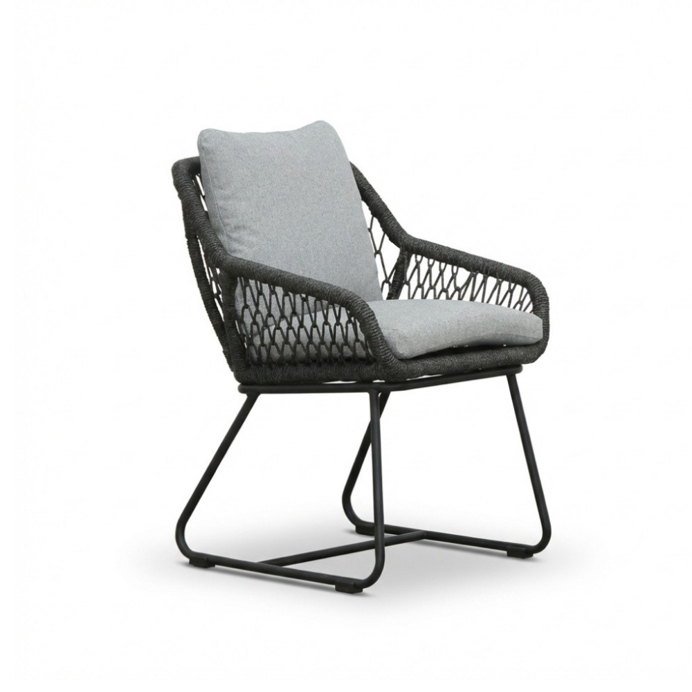 Portofino dining tuinstoel | touw + aluminium | Stone Grey