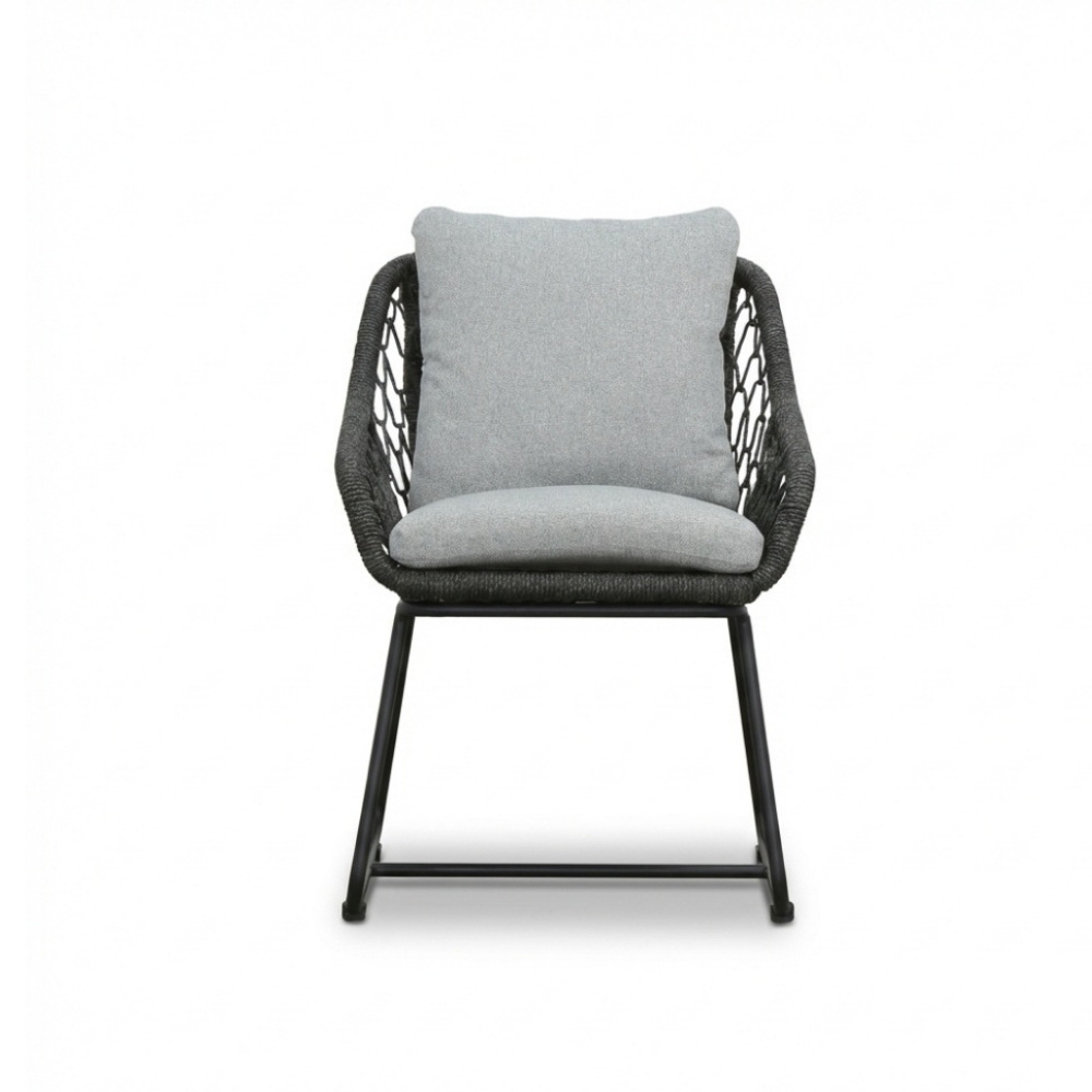 Portofino dining tuinstoel | touw + aluminium | Stone Grey