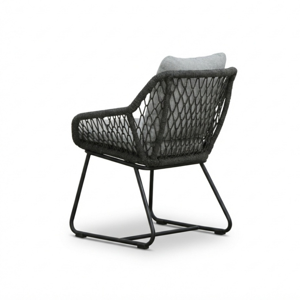 Portofino dining tuinstoel | touw + aluminium | Stone Grey